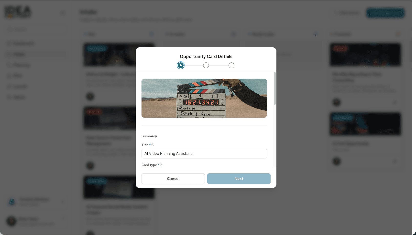 Idea Factory: surface ideas in a shared intake